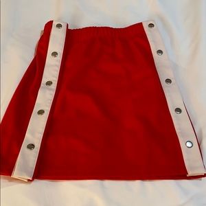Red and white tennis skirt with side buttons